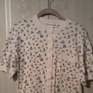 CATHY DANIELS WOMEN'S WHITE/BLACK FLORAL PRINT TOP